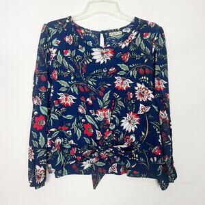 Zeela Tie Knot Long Sleeve Floral Top Size Large